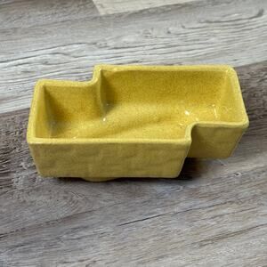 Vintage Yellow Speckled Ceramic Catchall Tray Planter Mid Century Modern Decor